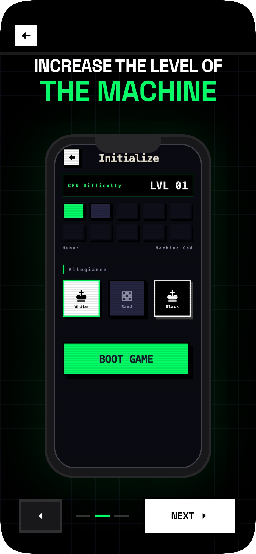 Game initialization settings with difficulty levels